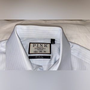 Pale Blue Thomas Pink cotton men’s dress shirt single button angled barrel cuff